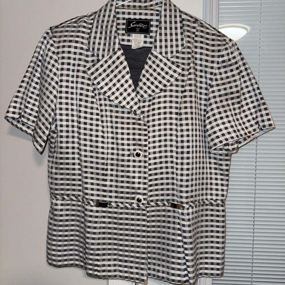 90’s Sweet Suit Style 1333 Heather Gray & White Checkered Business Suit Size 10